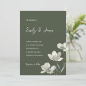 Dark Sage Green Botanical Wedding 招待状 (スタンド正面)