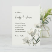 Dark Sage Green Botanical Wedding 招待状 (スタンド正面)