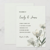 Dark Sage Green Botanical Wedding 招待状 (正面/裏面)