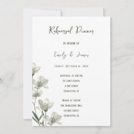 Dark Sage Green Botanical Wedding 招待状