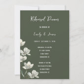 Dark Sage Green Botanical Wedding 招待状 (正面)