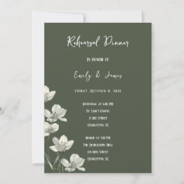 Dark Sage Green Botanical Wedding 招待状