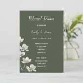 Dark Sage Green Botanical Wedding 招待状 (スタンド正面)