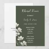 Dark Sage Green Botanical Wedding 招待状 (正面/裏面)