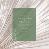 Dark Sage Green Botanical Wedding Invitation 招待状