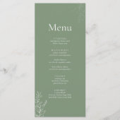 Dark Sage Green Botanical Wedding Menu メニュー (正面)