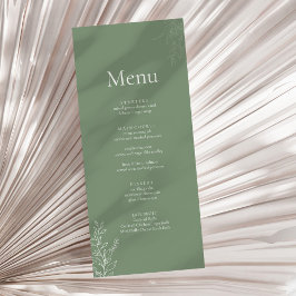 Dark Sage Green Botanical Wedding Menu メニュー