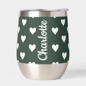 Dark Sage Green Hearts Personalized Name (左面)