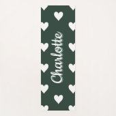 Dark Sage Green Hearts Personalized Name ヨガマット (正面)
