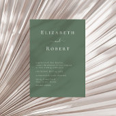 Dark Sage Green Minimalist Script 結婚's 招待状