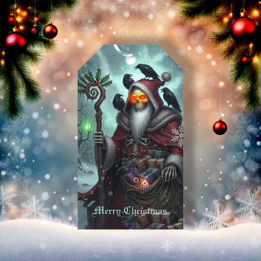 Dark Santa of Shadows – Gothic Christmas Skeleton  ギフトタグ