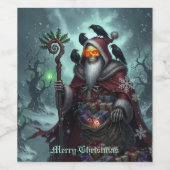 Dark Santa of Shadows – Gothic Christmas Skeleton  ワインラベル (シングルラベル)