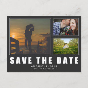 Dark Save The Date 3 Photo モダンはがき 案内ポストカード
