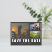 Dark Save The Date 3 Photo モダンはがき 案内ポストカード (スタンド正面)