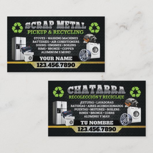 Dark Scrap Metal Recycle Business Card - Bilingual 名刺 (正面/裏面)