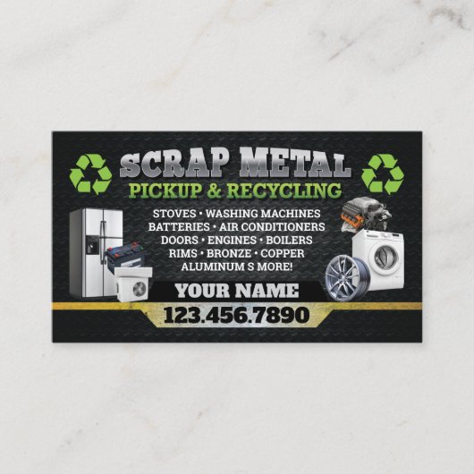 Dark Scrap Metal Recycle Business Card - Bilingual 名刺 (正面)