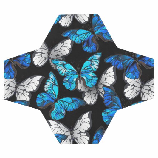 Dark Seamless Pattern with Blue Butterflies Morpho サッカーボール (フラット)