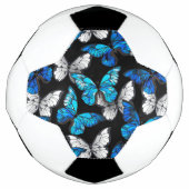 Dark Seamless Pattern with Blue Butterflies Morpho サッカーボール (正面)