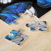 Dark Seamless Pattern with Blue Butterflies Morpho ジグソーパズル (側面)