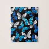 Dark Seamless Pattern with Blue Butterflies Morpho ジグソーパズル (縦)
