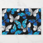 Dark Seamless Pattern with Blue Butterflies Morpho フードラベル (シングルラベル)
