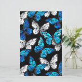 Dark Seamless Pattern with Blue Butterflies Morpho 便箋 (スタンド正面)