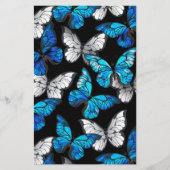 Dark Seamless Pattern with Blue Butterflies Morpho 便箋 (正面)