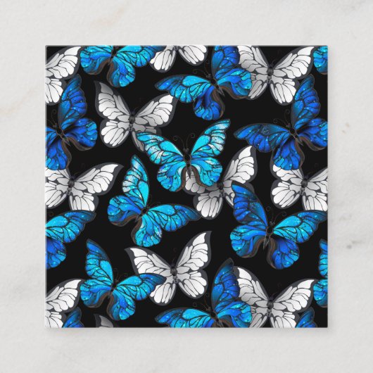 Dark Seamless Pattern with Blue Butterflies Morpho 割引カード (正面)