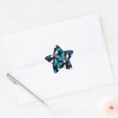 Dark Seamless Pattern with Blue Butterflies Morpho 星シール (封筒)