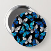 Dark Seamless Pattern with Blue Butterflies Morpho 缶バッジ (正面&裏面)