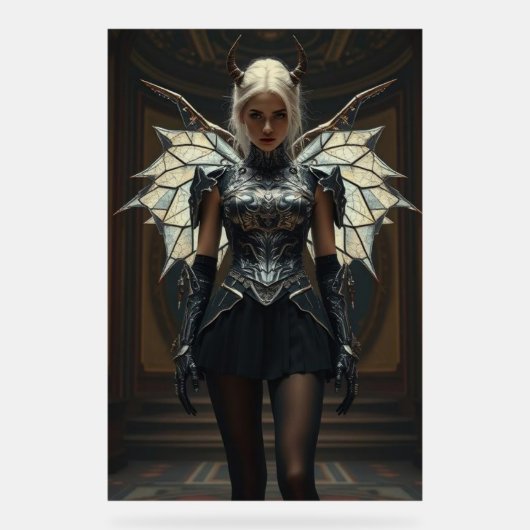 Dark Seraphim Queen – Fantasy Gothic Warrior Angel アクリルサイン (正面)