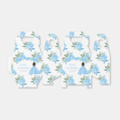 Dark Skin Princess Blue Floral Birthday Party フェイバーボックス (折り畳みなし)