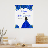 Dark Skin Princess Blue Quinceanera Welcome ポスター (キッチン)