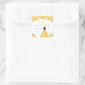 Dark Skin Princess Gold Floral Birthday Party スクエアシール (バッグ)