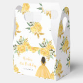 Dark Skin Princess Gold Floral Birthday Party フェイバーボックス (オープン)