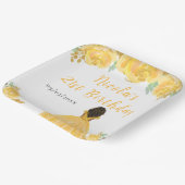 Dark Skin Princess Gold Floral Birthday Party ペーパープレート (傾斜あり)