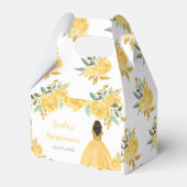 Dark Skin Princess Gold Floral Quinceanera フェイバーボックス (裏面サイド)