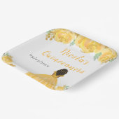 Dark Skin Princess Gold Floral Quinceanera ペーパープレート (傾斜あり)