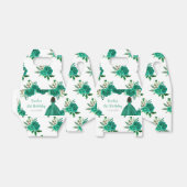 Dark Skin Princess Green Floral Birthday Party フェイバーボックス (折り畳みなし)