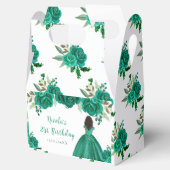Dark Skin Princess Green Floral Birthday Party フェイバーボックス (オープン)