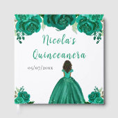 Dark Skin Princess Green Quinceanera Guest Book ゲストブック (正面)
