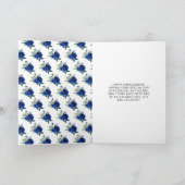 Dark Skin Princess Navy Floral Quinceanera カード (内部)