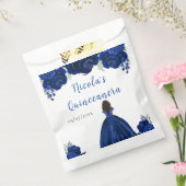 Dark Skin Princess Navy Floral Quinceanera フェイバーバッグ (封をした状態)