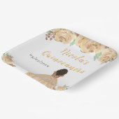 Dark Skin Princess Peach Floral Quinceanera ペーパープレート (傾斜あり)