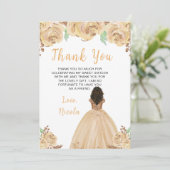 Dark Skin Princess Peach Floral Sweet Sixteen サンキューカード (スタンド正面)