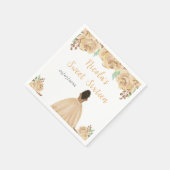 Dark Skin Princess Peach Floral Sweet Sixteen スタンダードカクテルナプキン (角)