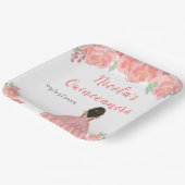 Dark Skin Princess Pink Floral Quinceanera ペーパープレート (傾斜あり)