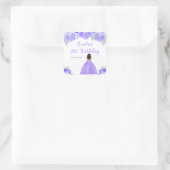 Dark Skin Princess Purple Floral Birthday Party スクエアシール (バッグ)