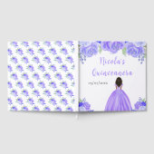 Dark Skin Princess Purple Quinceanera Guest Book ゲストブック (全面)