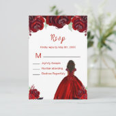 Dark Skin Princess Red Floral Sweet Sixteen 出欠カード (スタンド正面)